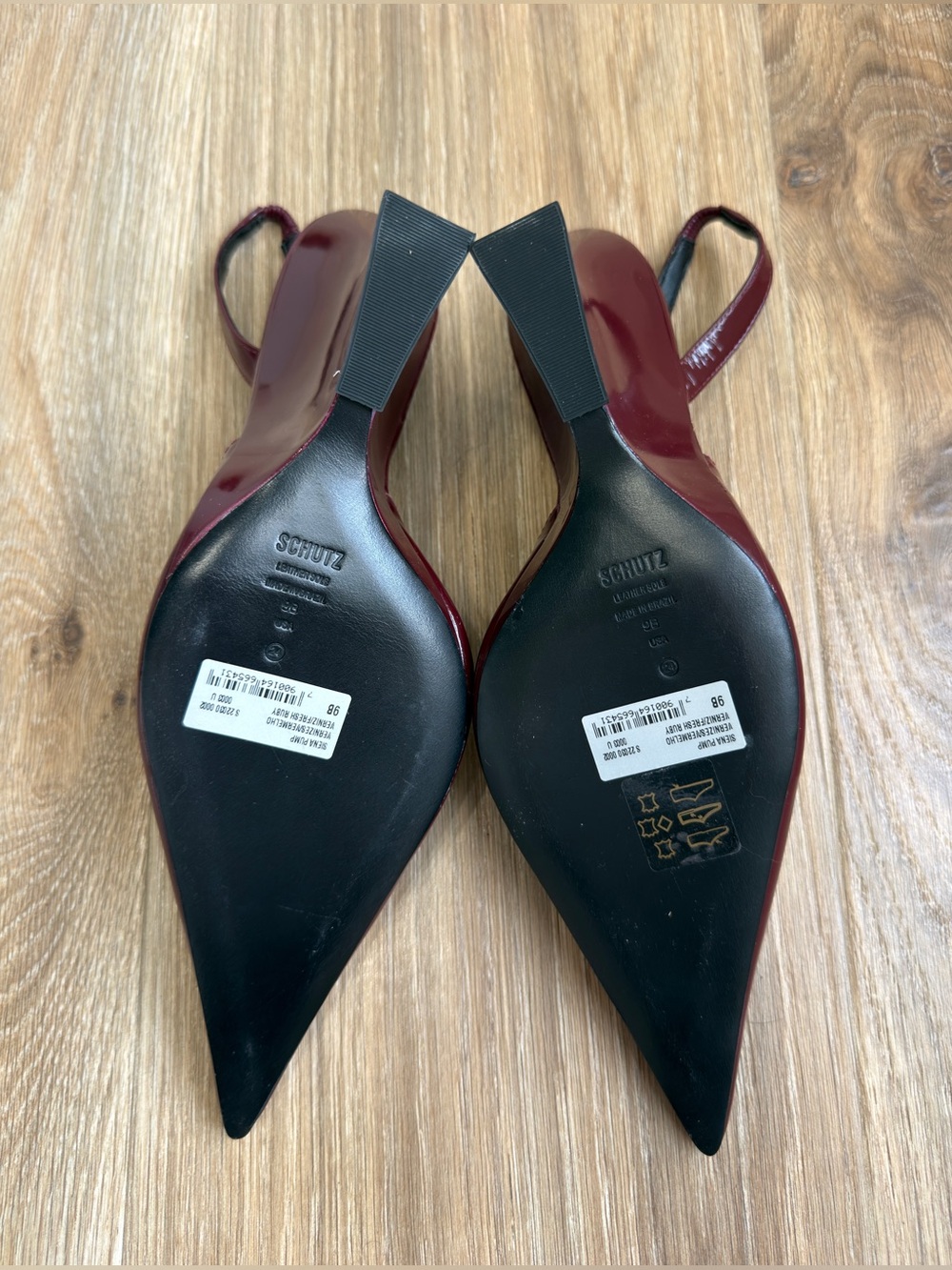 SCHUTZ Siena Rubi Wine Patent Slingback Wedge Pumps Size 9 - Picture 9 of 9